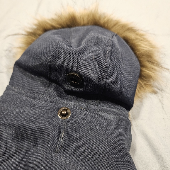 Top Paw dog hooded coat blue fur trim - Picture 6 of 12